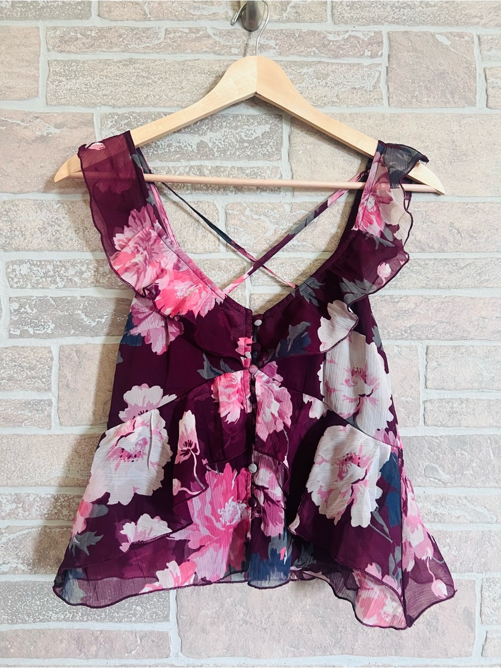 Abercrombie & Fitch Floral Soft Ruffle Blouse